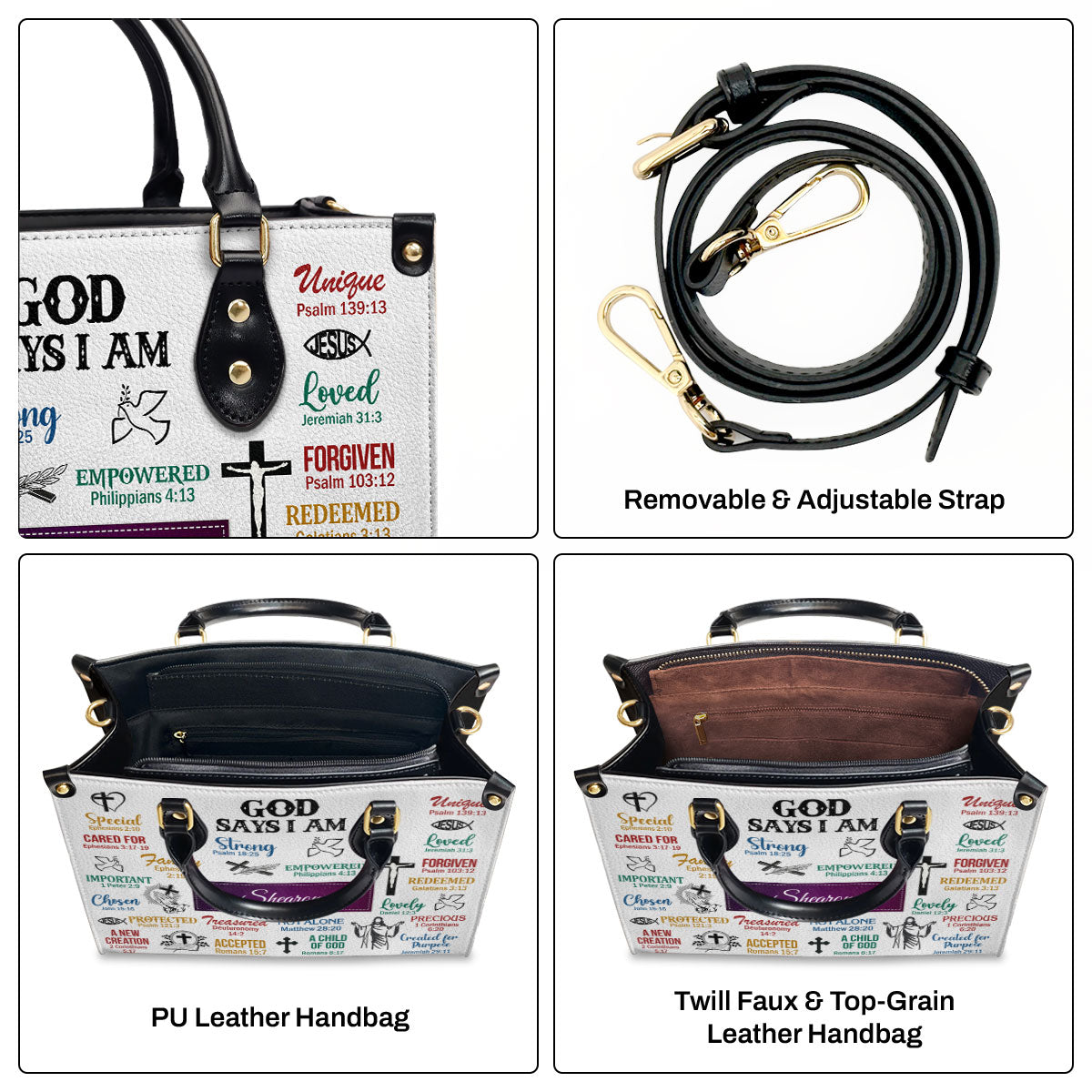 God Says I Am - Personalized Leather Handbag - Gift for Women GMJSLB200006