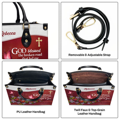 God Blessed The Broken Road - Personalized Leather Handbag GMJSLB200063