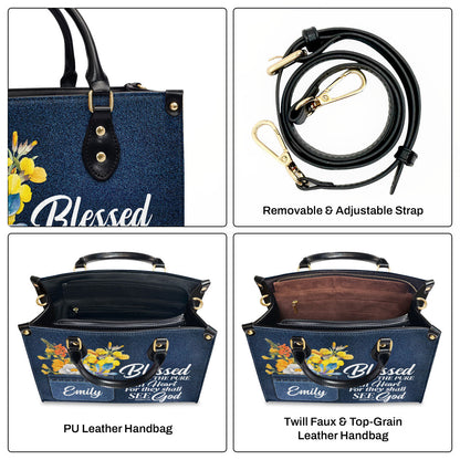 Blessed Are The Pure In Heart - Personalized Leather Handbag GMJSLB200069