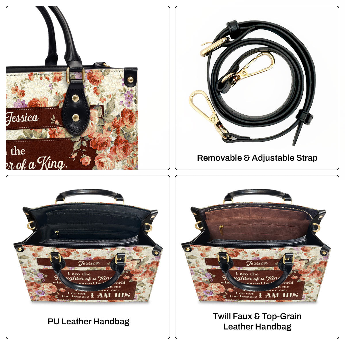 Faith Quote - Personalized Leather Handbag for Women GMJSLB200056