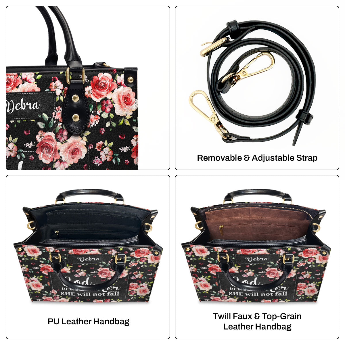 God Is Within Her - Personalized Leather Handbag GMJSLB200047