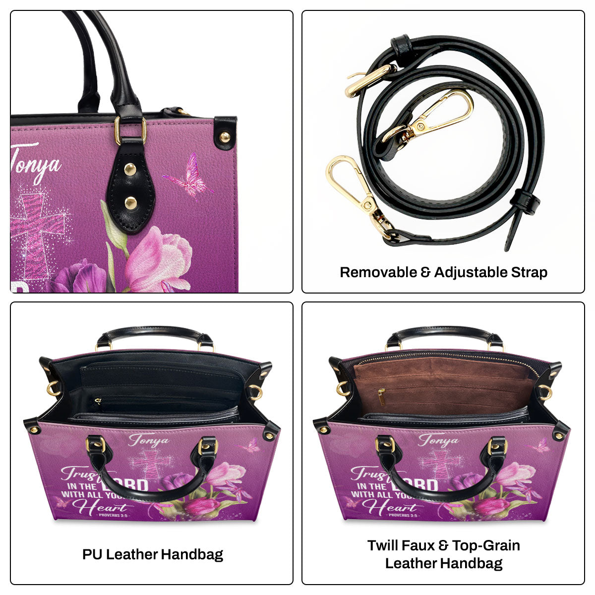 Trust In The Lord - Personalized Leather Handbag GMJSLB200090