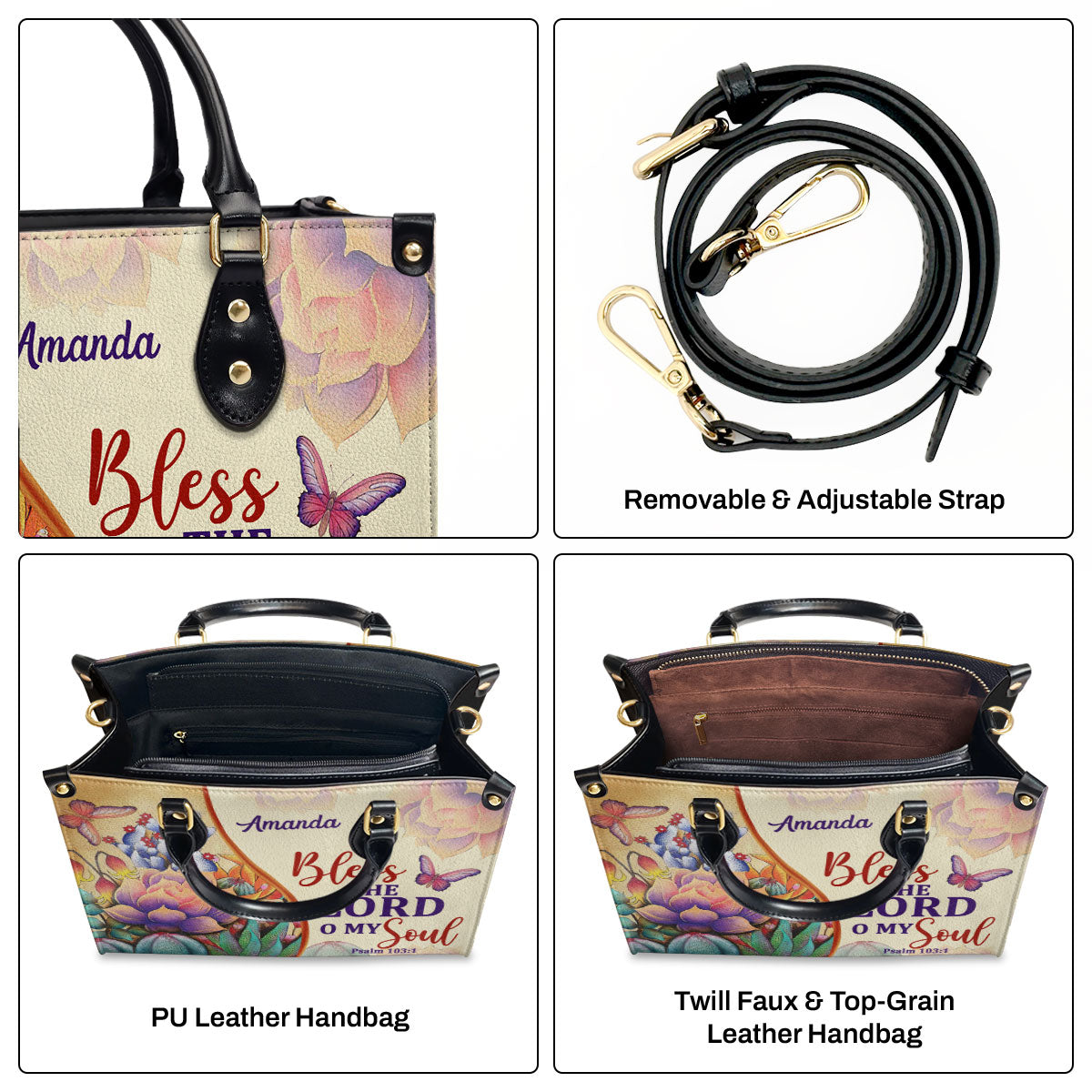 Psalm 103:1 Gift for Women - Personalized Leather Handbag GMJSLB200083