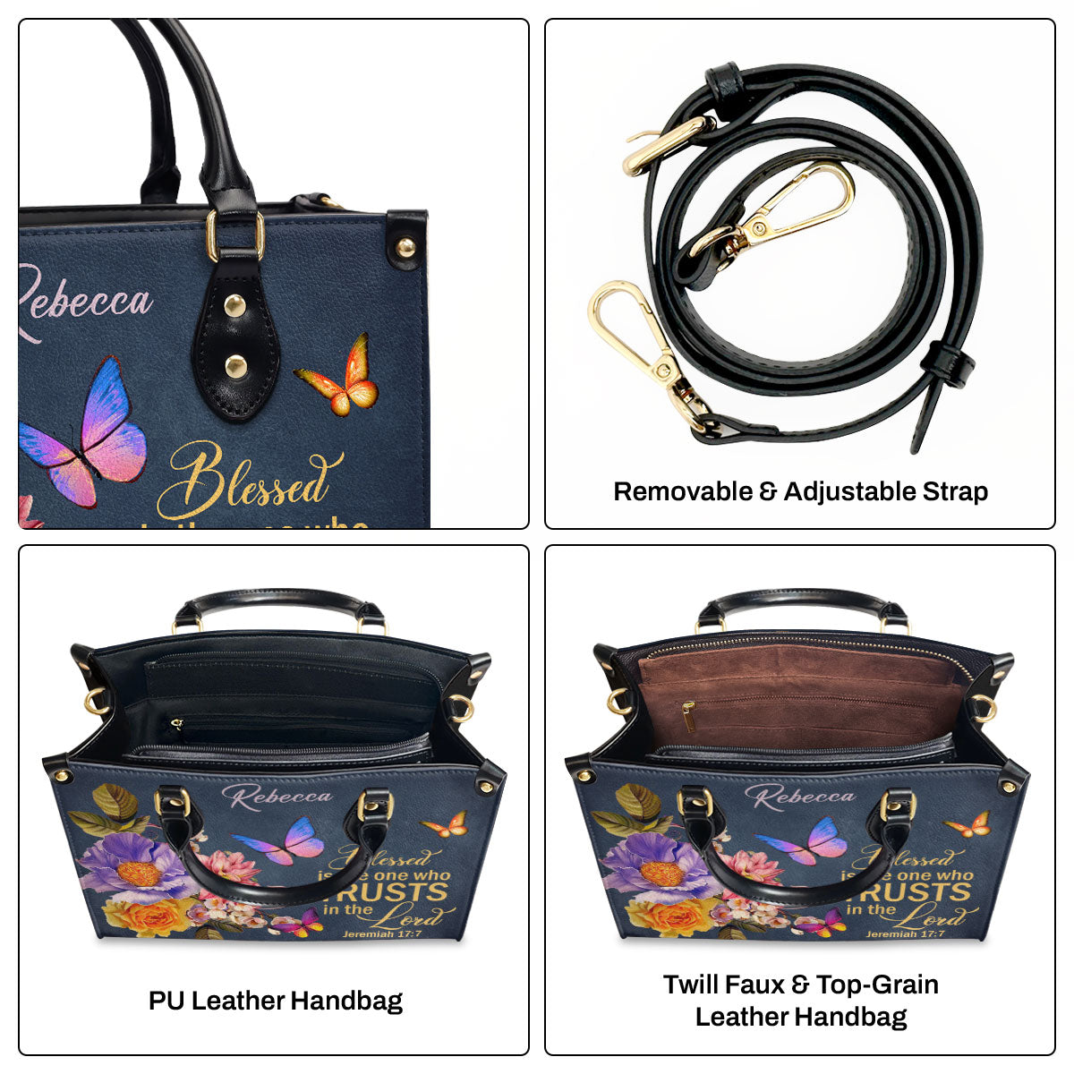 Blessed Is The Woman Who Trusts In The Lord - Personalized Leather Handbag GMJSLB200082
