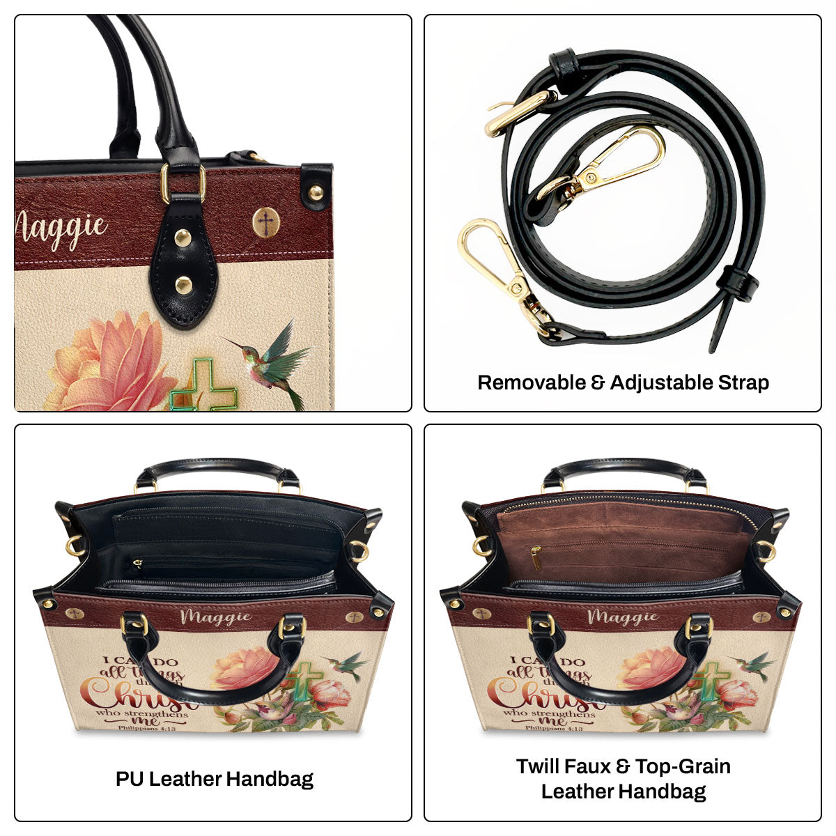I Can Do All Things Through Christ - Personalized Leather Handbag GMJSLB200081
