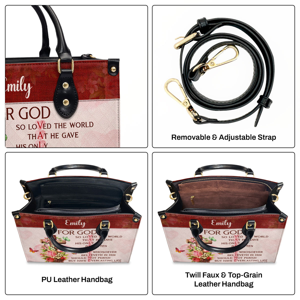John 3:16 Gift for Women - Personalized Leather Handbag GMJSLB200067