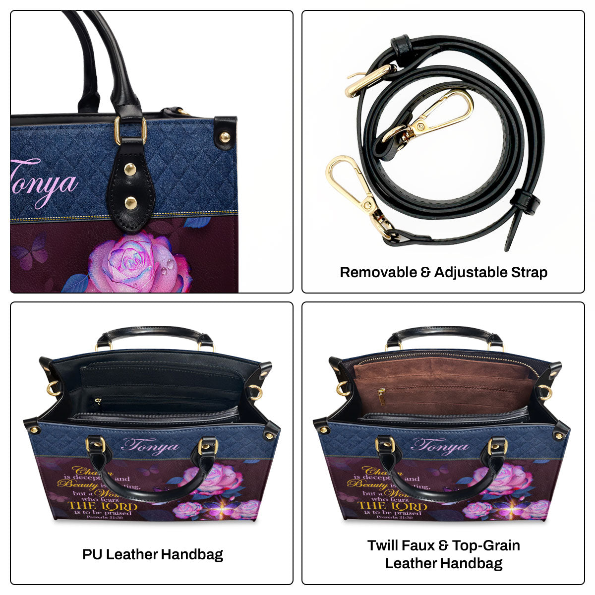 Proverbs 31:30 Gift for Women - Leather Handbag GMJSLB200059