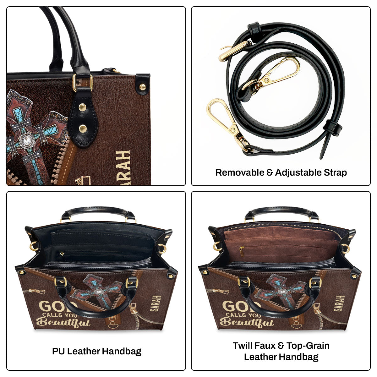 God Calls You Beautiful - Personalized Leather Handbag GMJSLB200100