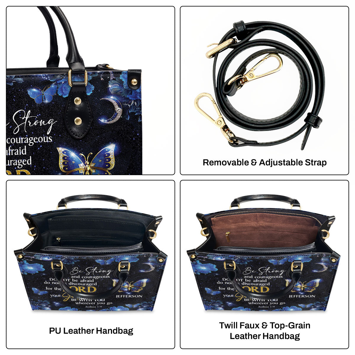 Be Strong And Courageous - Personalized Leather Handbag GMJSLB200086