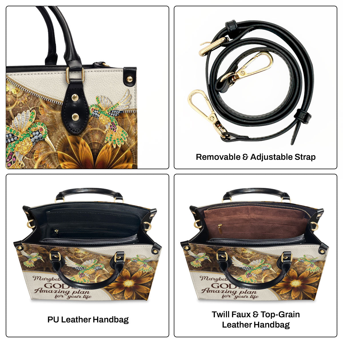 God Has An Amazing Plan - Personalized Leather Handbag GMJSLB200086