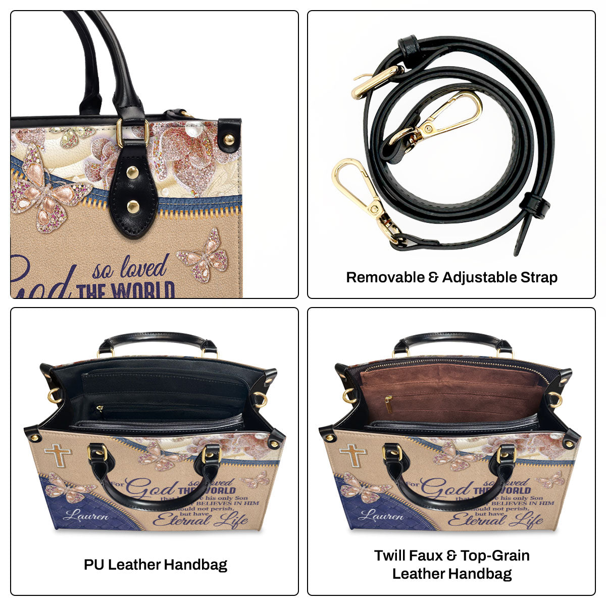 For God So Loved The World - Personalized Leather Handbag - Gift For Her GMJSLB200102