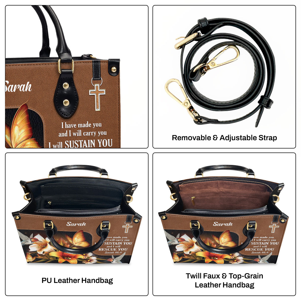I Have Made You And I Will Carry You - Personalized Leather Handbag GMJSLB200090
