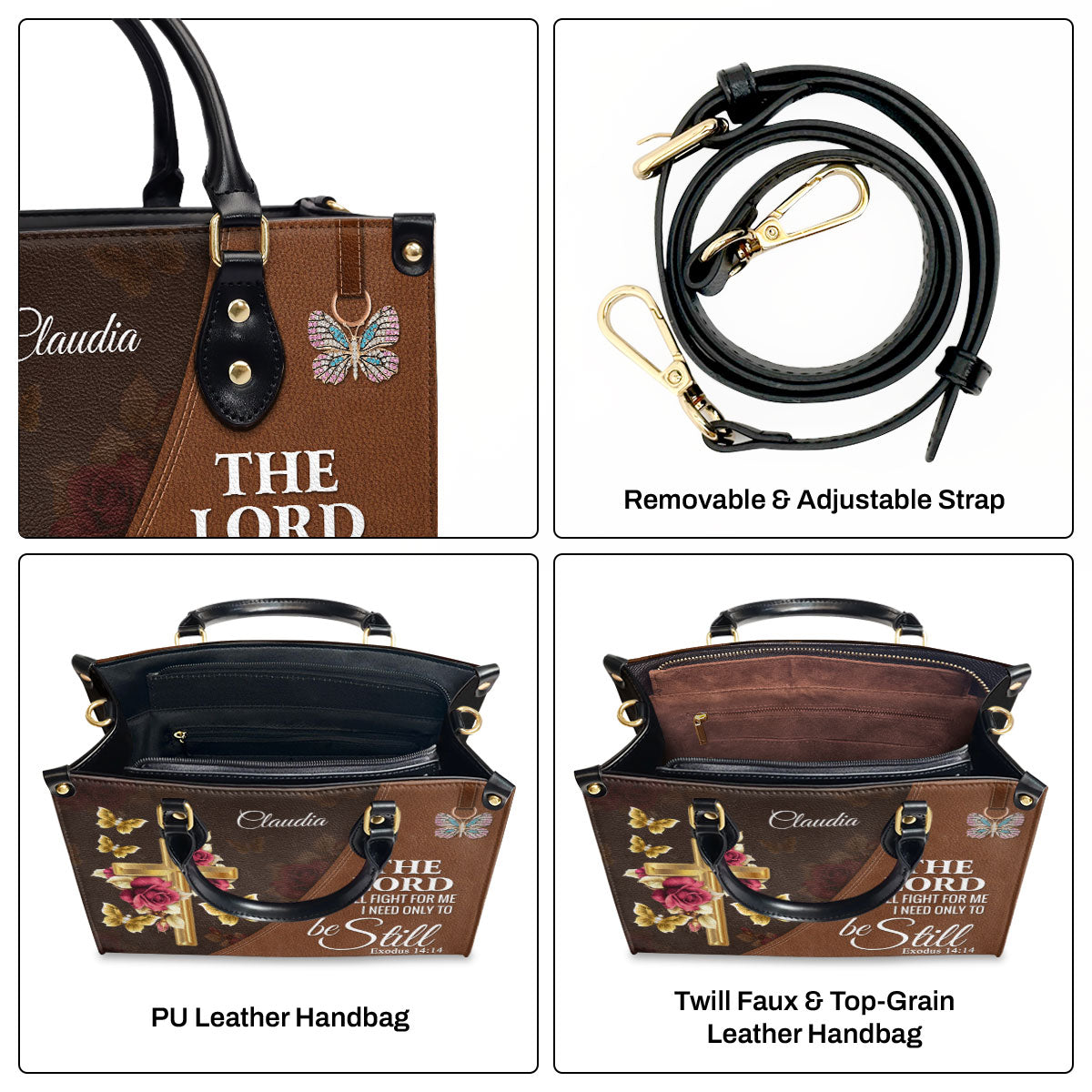 The Lord Will Fight For Me - Personalized Leather Handbag GMJSLB200096
