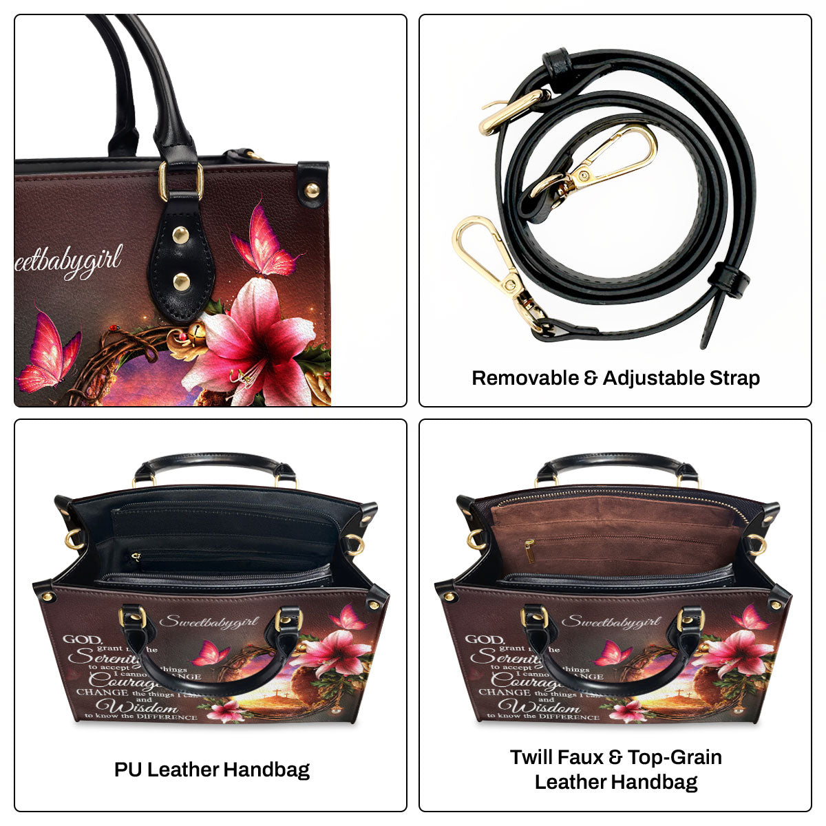 Serenity Prayer - Personalized Leather Handbag GMJSLB200093