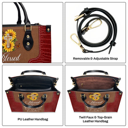 Blessed Are Those Who Spoil And Pamper - Personalized Sunflower Leather Handbag GMJSLB200097