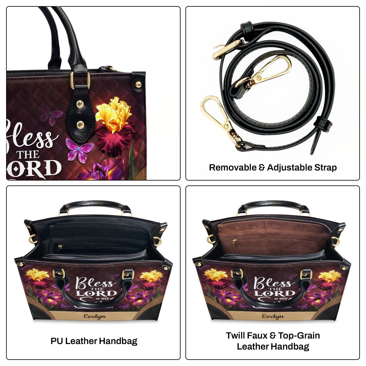Bless The Lord O My Soul - Personalized Leather Handbag - Christian Gift for Women GMJSLB200102
