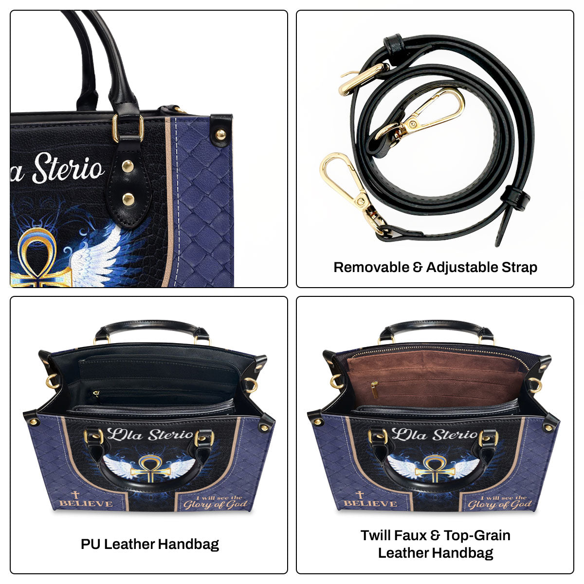 Faith Quote - Personalized Leather Handbag GMJSLB200112