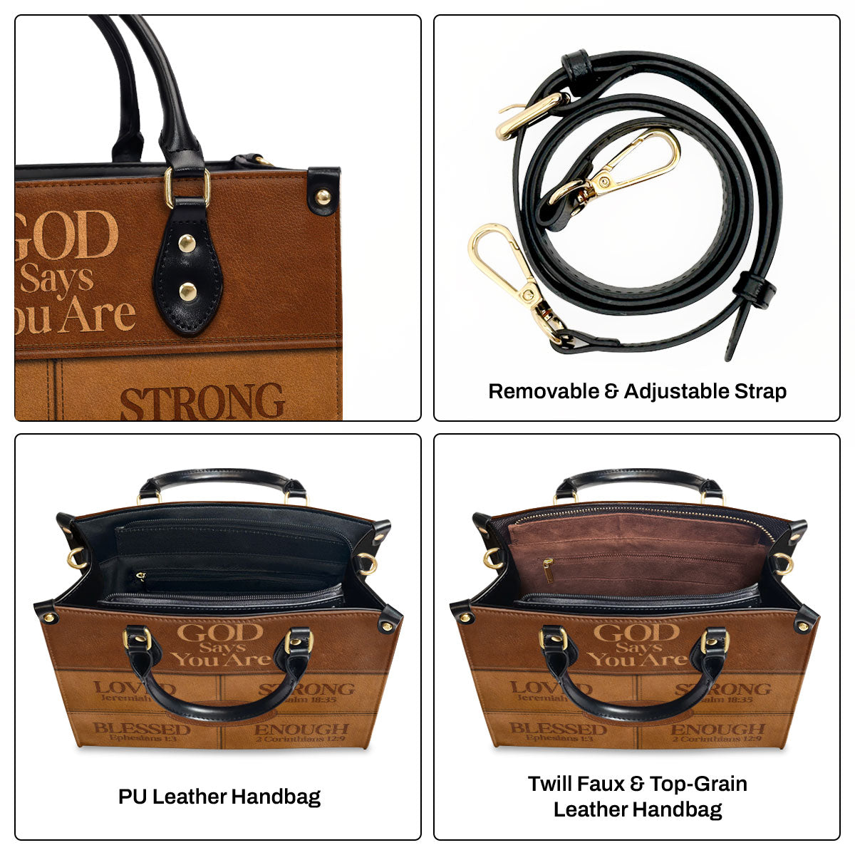 God Says I Am - Personalized Leather Handbag - Christian Faithful Accessories GMJSLB200038