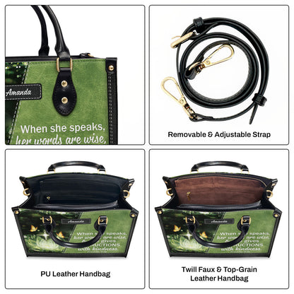 When She Speaks, Her Words Are - Personalized Leather Handbag GMJSLB200083