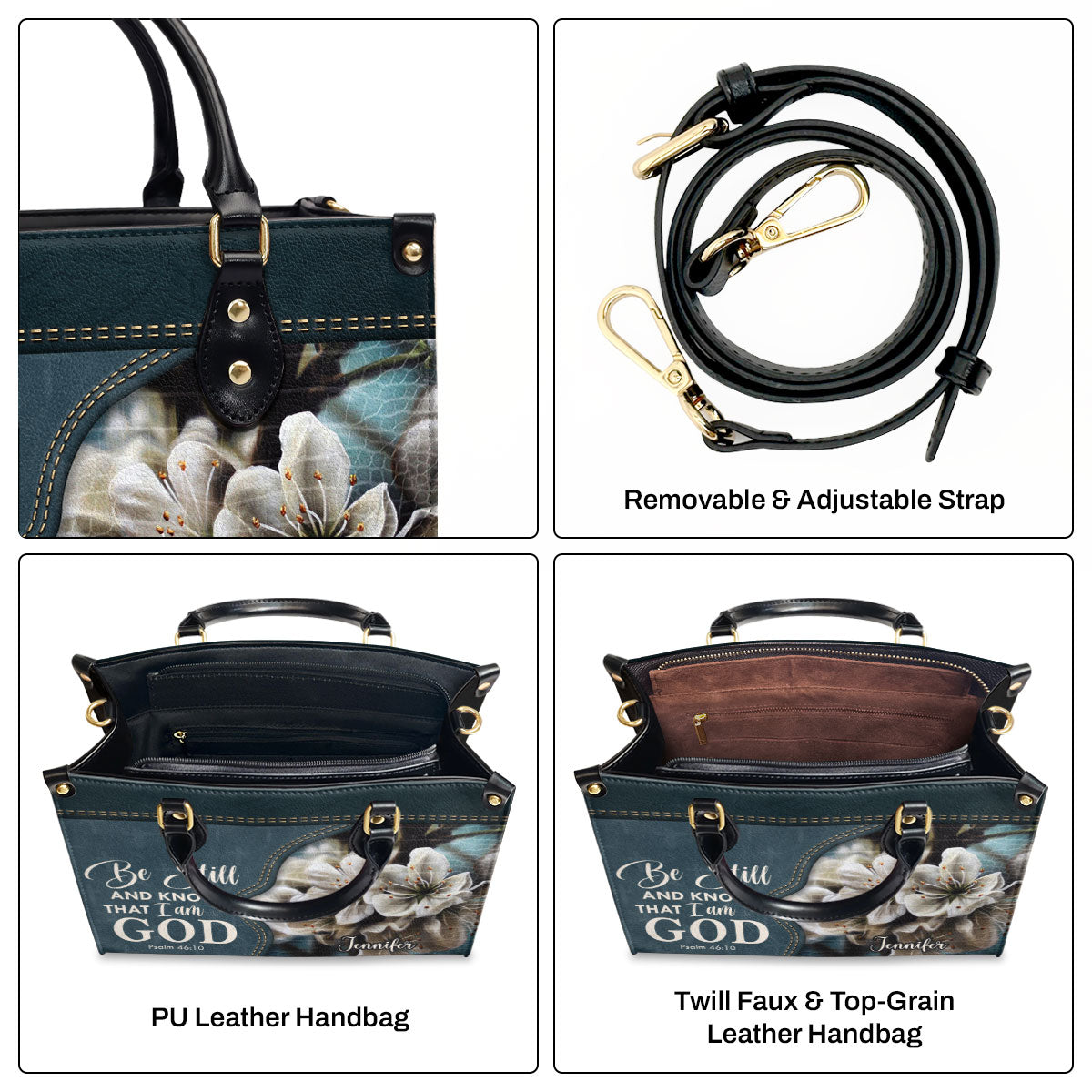 Be Still And Know That I Am God - Personalized Leather Handbag GMJSLB200085