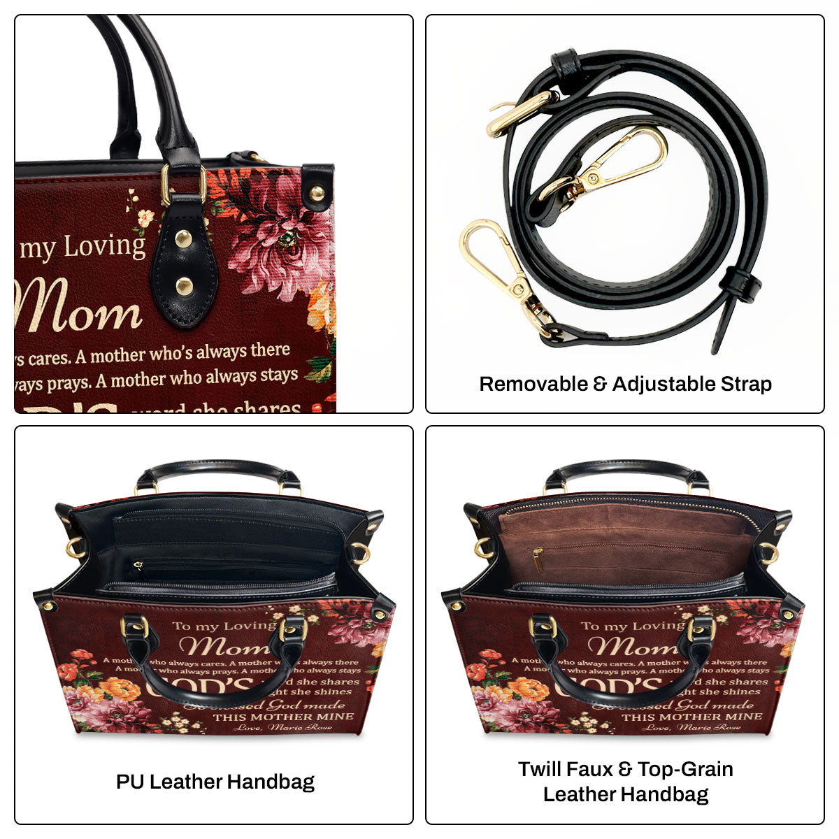 To My Loving Mom - Personalized Leather Handbag GMJSLB200092