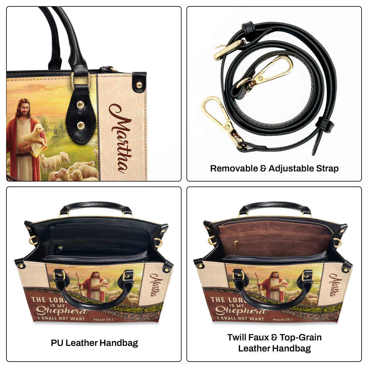 The Lord Is My Shepherd - Personalized Leather Handbag GMJSLB200088