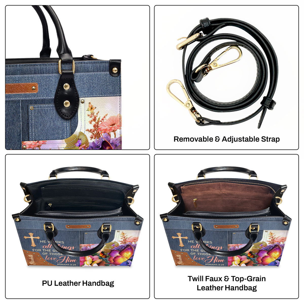 He Works All Things For Good - Personalized Leather Handbag GMJSLB200082
