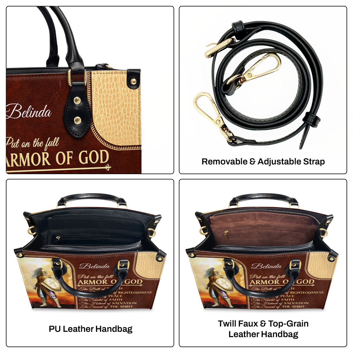 Faith Quote - Personalized Leather Handbag GMJSLB200091