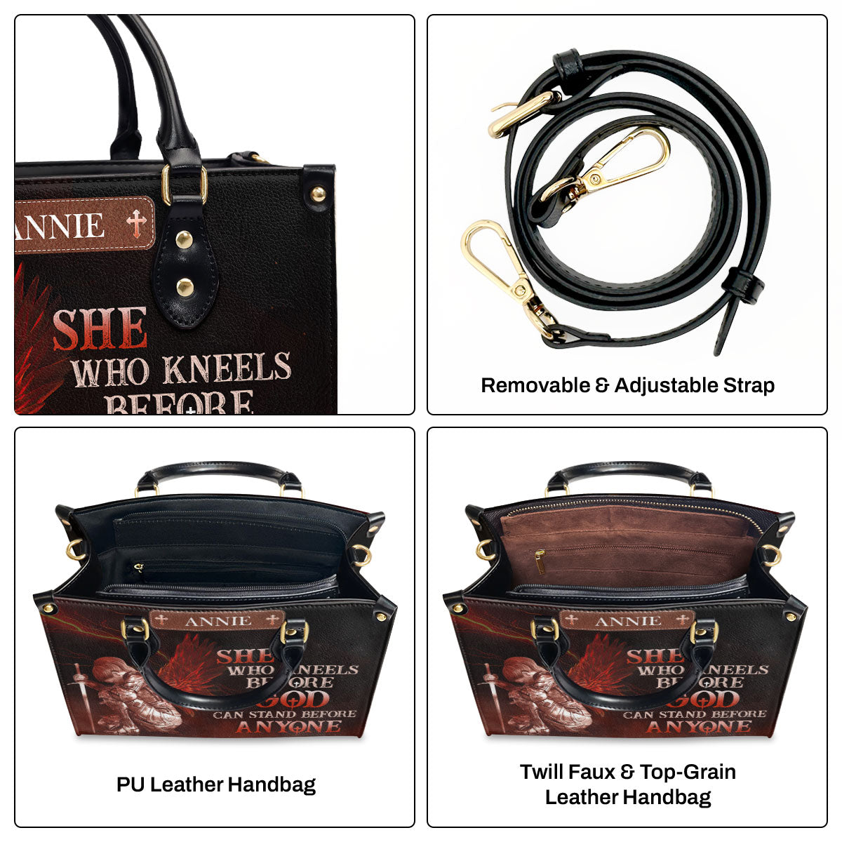 Faith Quote - Personalized Leather Handbag GMJSLB200082