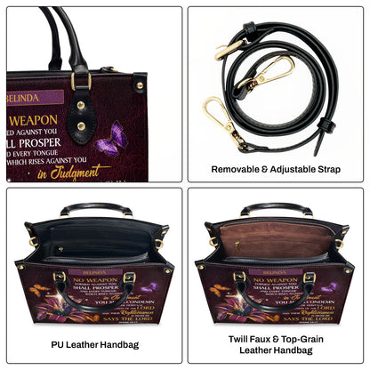No Weapon Shall Prosper - Personalized Leather Handbag GMJSLB200080