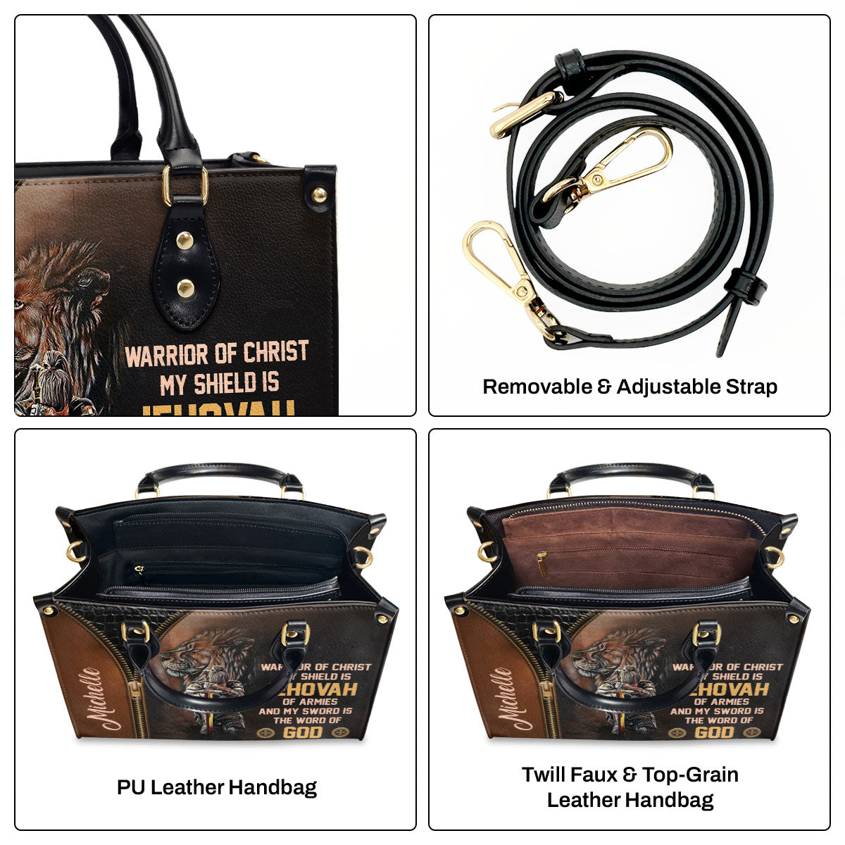 Warrior Of Christ - Personalized Leather Handbag GMJSLB200081