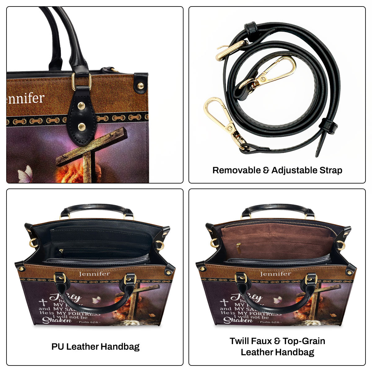 Faith-Based Quote - Personalized Leather Handbag GMJSLB200106