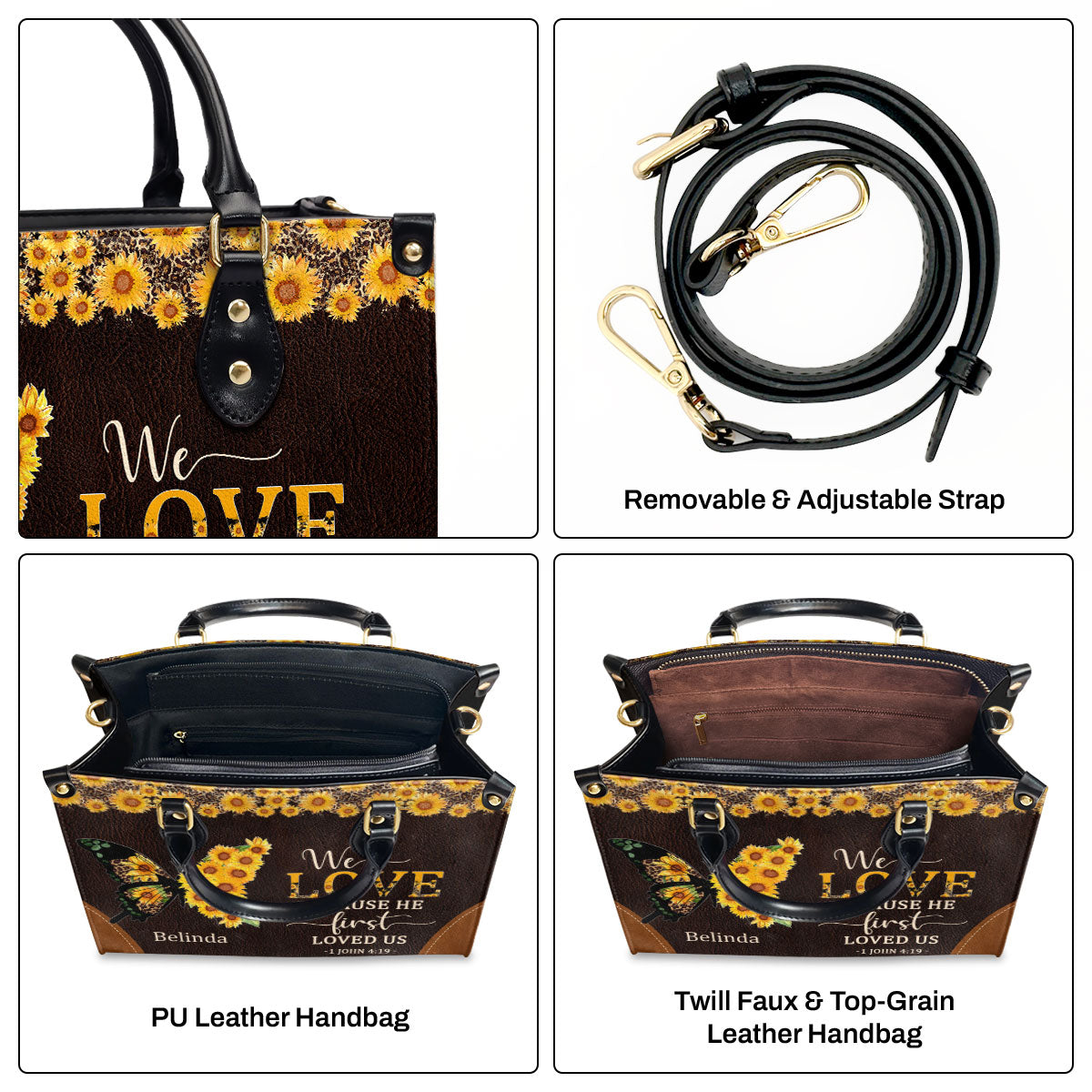 We Love Because He First Loved Us - Personalized Leather Handbag GMJSLB200110