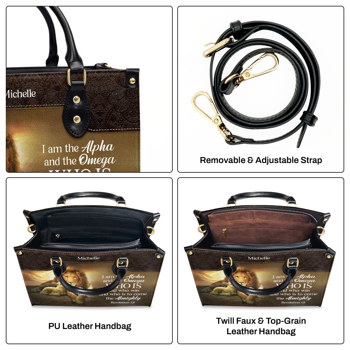 Alpha and Omega - Personalized Leather Handbag GMJSLB200119
