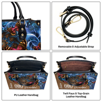God Calls You Beautiful - Personalized Butterfly Leather Handbag GMJSLB200087
