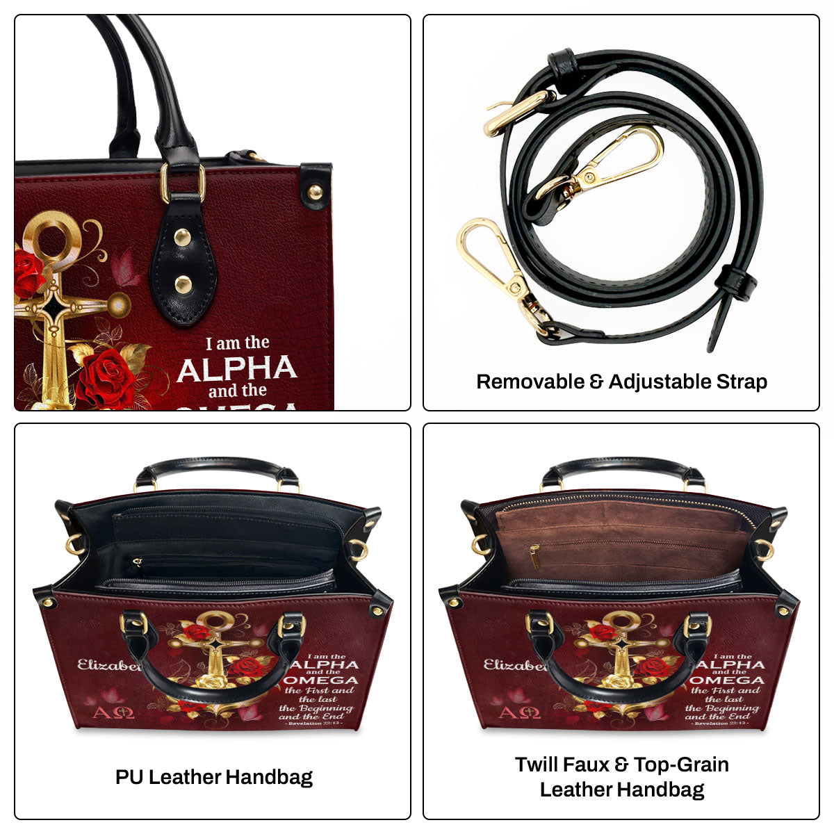 I Am The Alpha And The Omega - Personalized Leather Handbag GMJSLB200118