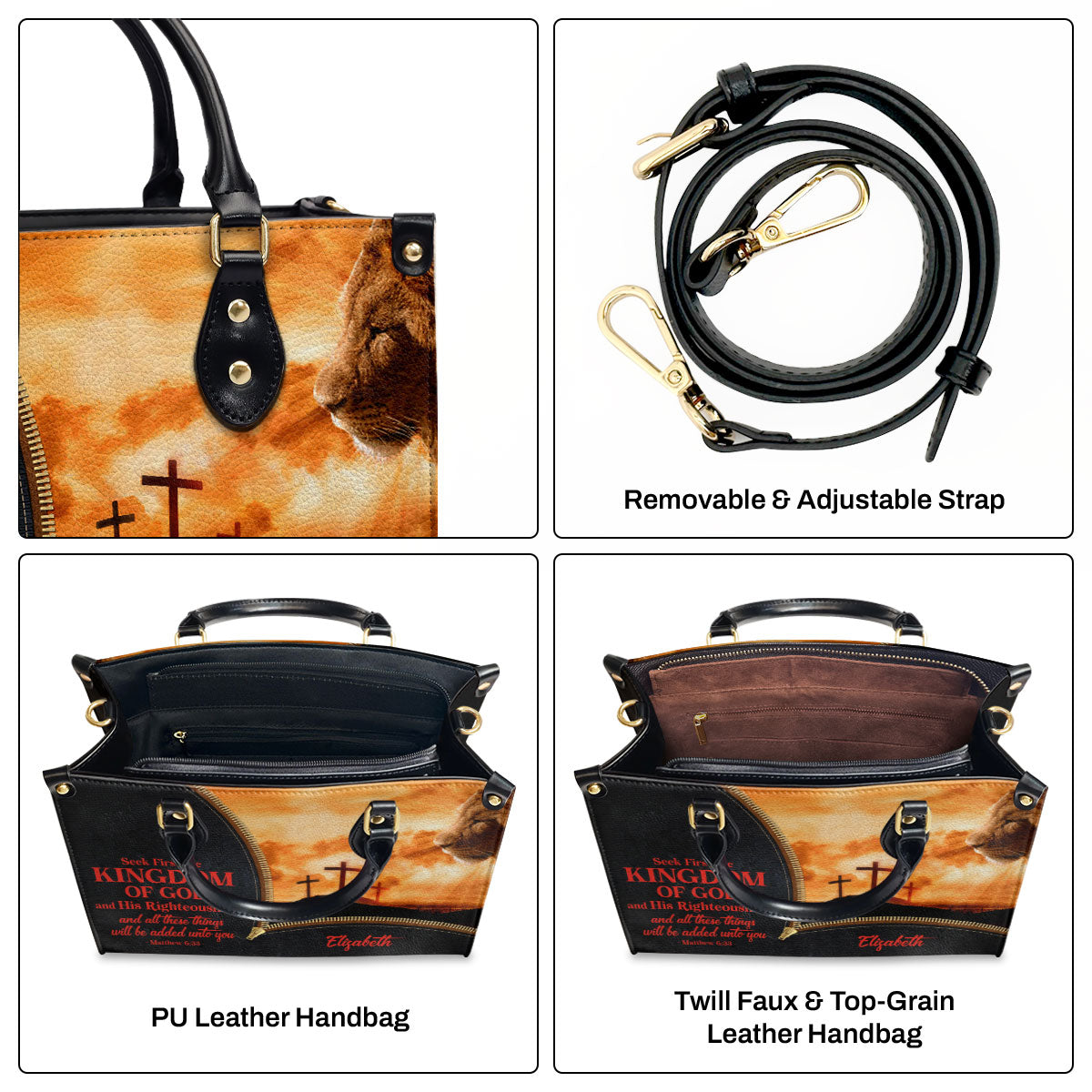 Seek First The Kingdom Of God - Personalized Leather Handbag GMJSLB200108