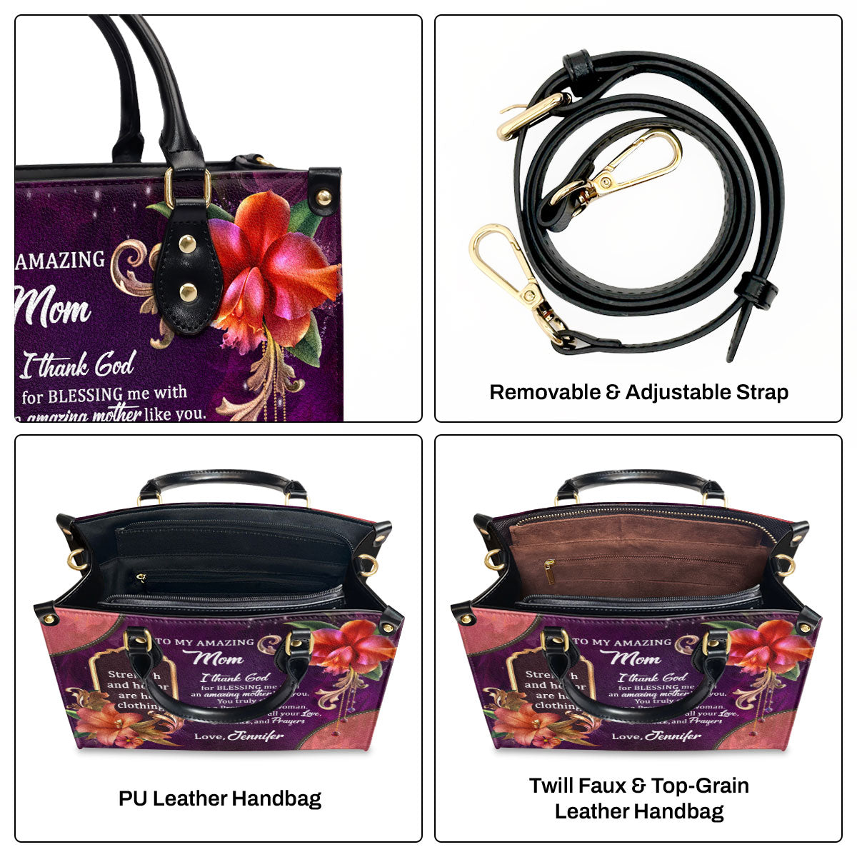 Faith-Inspired Gift for Mom - Personalized Leather Handbag GMJSLB200088