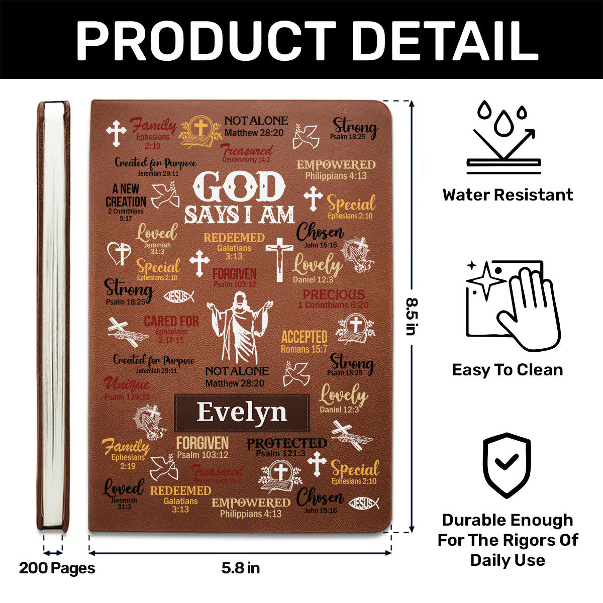 God Says I Am - Personalized Leather Cover Notebook GMJSNB200129