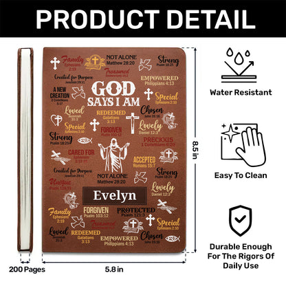 God Says I Am - Personalized Leather Cover Notebook GMJSNB200129