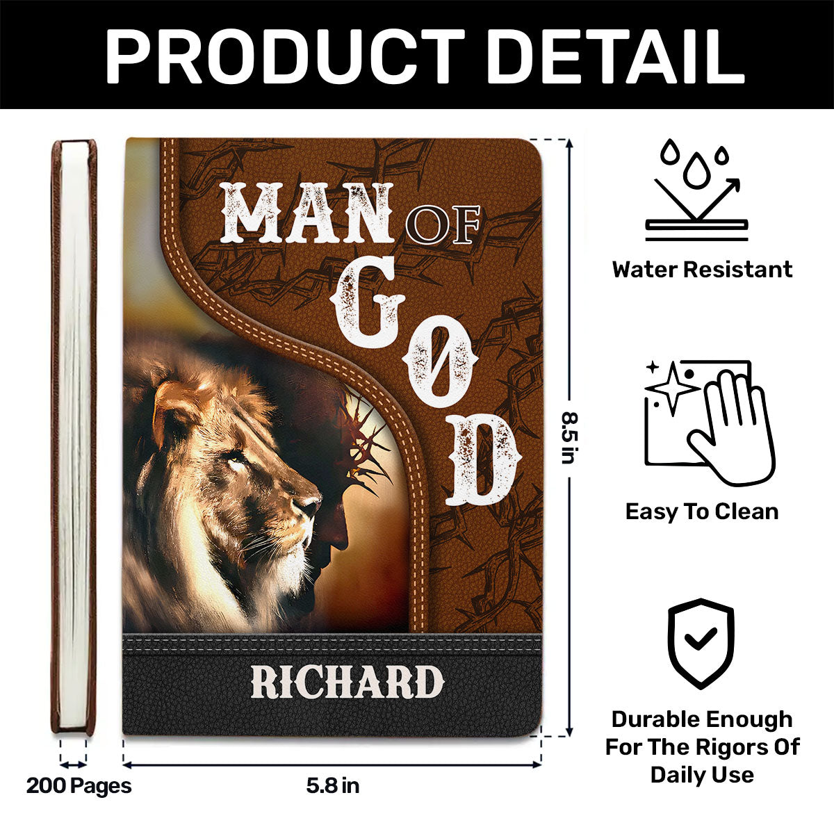 Man Of God - Personalized Leather Cover Notebook GMJSNB200127