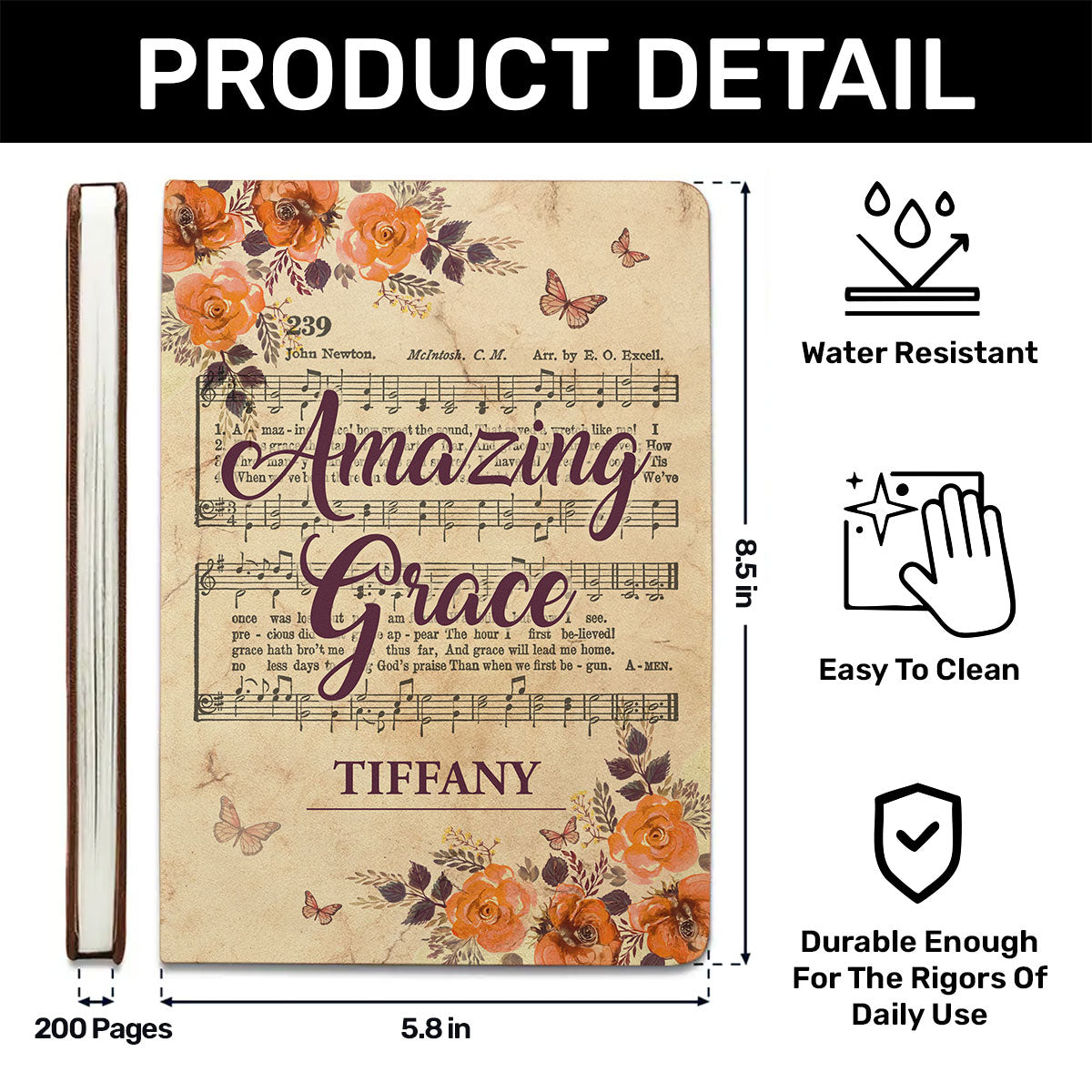 Amazing Grace - Gift for Daughter - Personalized Leather Notebook GMJSNB200125