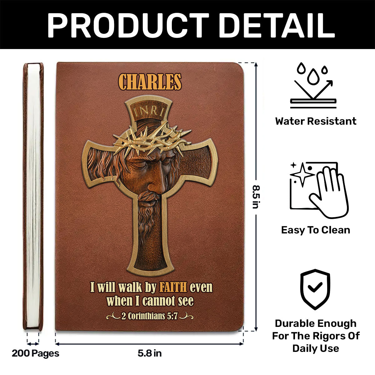 I Will Walk By Faith - Personalized Leather Notebook GMJSNB200126