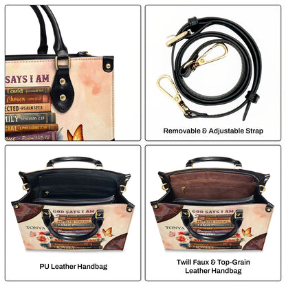 God Says I Am - Personalized Leather Handbag GMJSLB200018