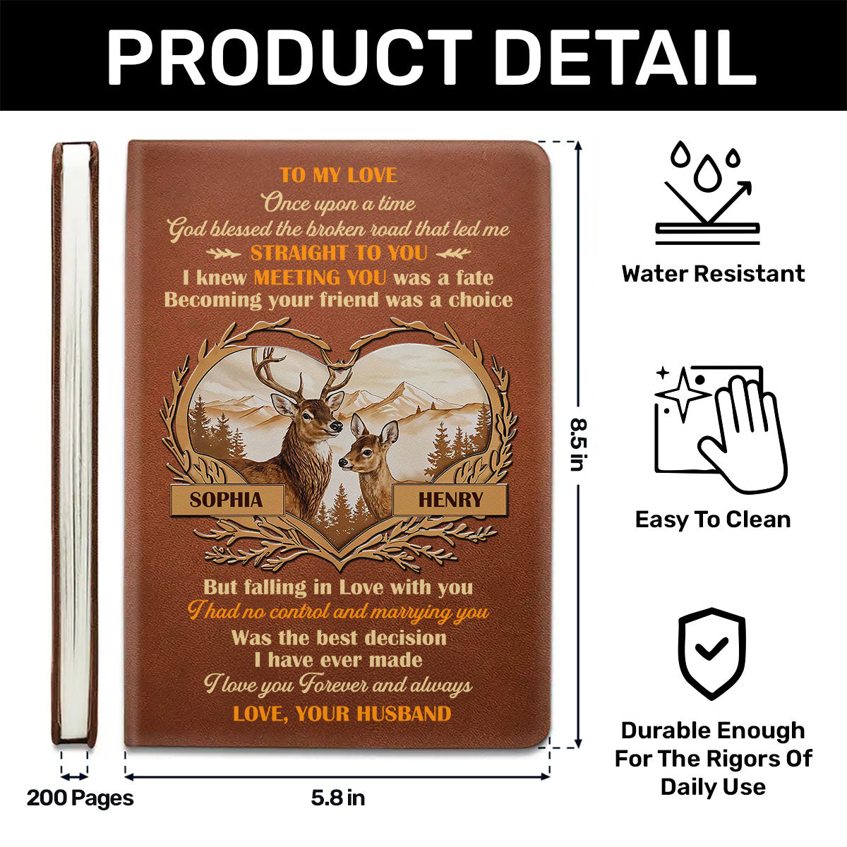 God Blessed the Broken Road - Personalized Leather Notebook GMJSNB200118