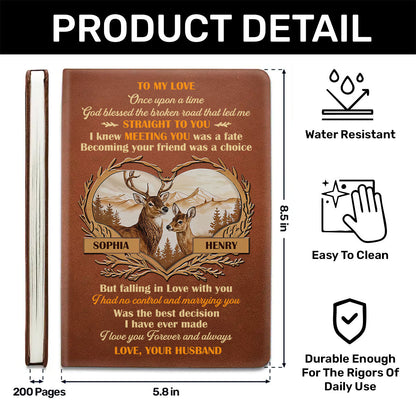 God Blessed the Broken Road - Personalized Leather Notebook GMJSNB200118