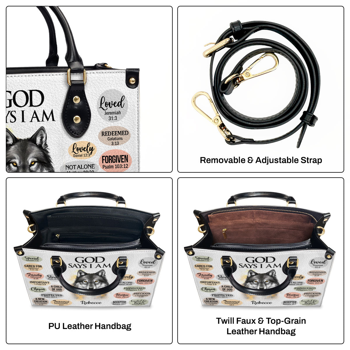 What God Says About You - Leather Handbag - Personalized Christian Gift for Women GMJSLB200074