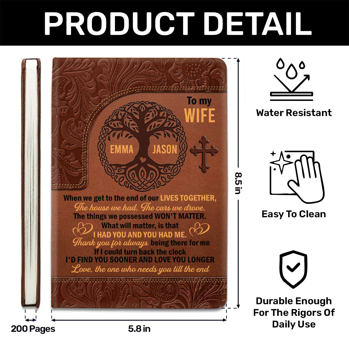 Sentimental Keepsake - Personalized Leather Cover Notebook GMJSNB200115