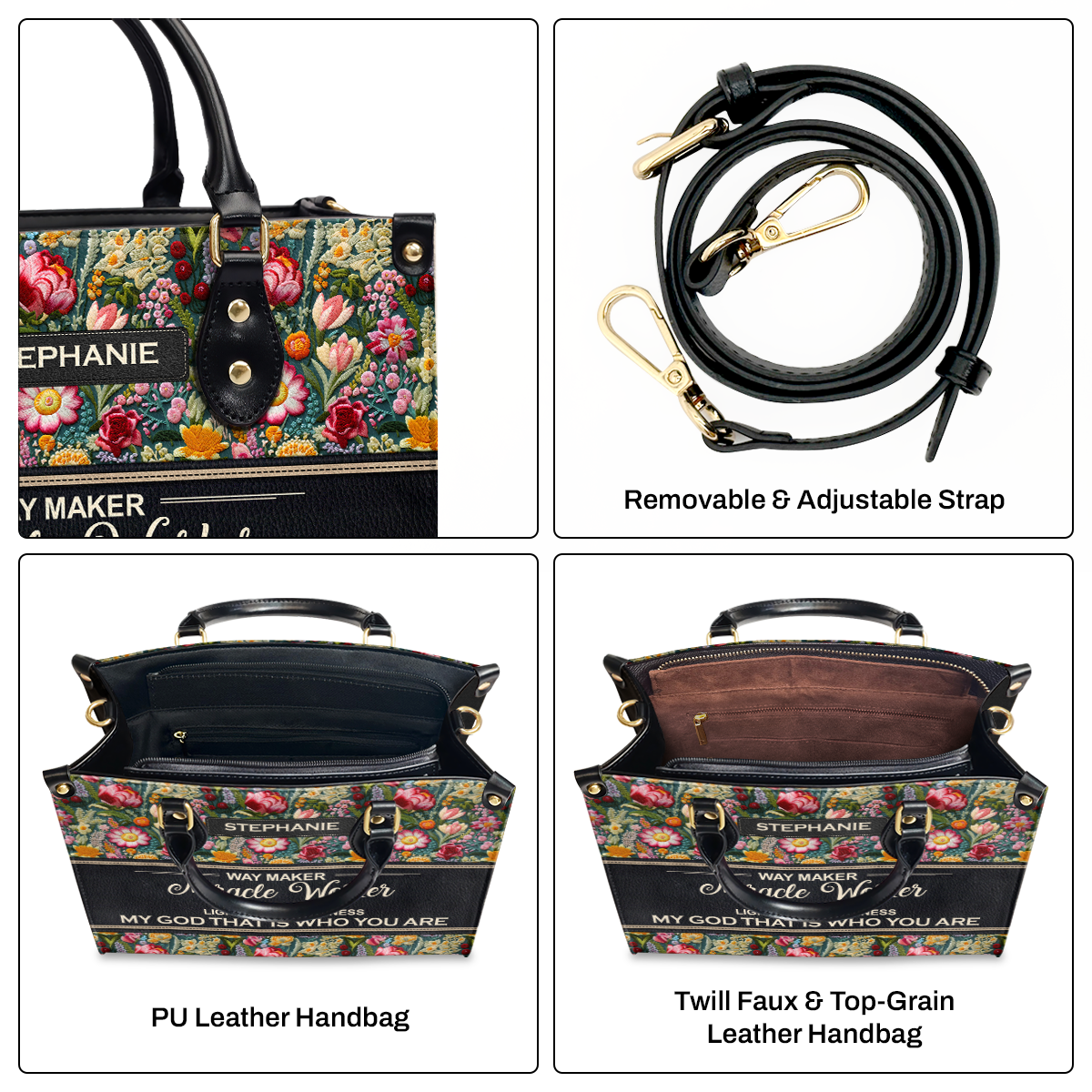 Faith-Based Quote - Personalized Leather Handbag GMJSLB200091