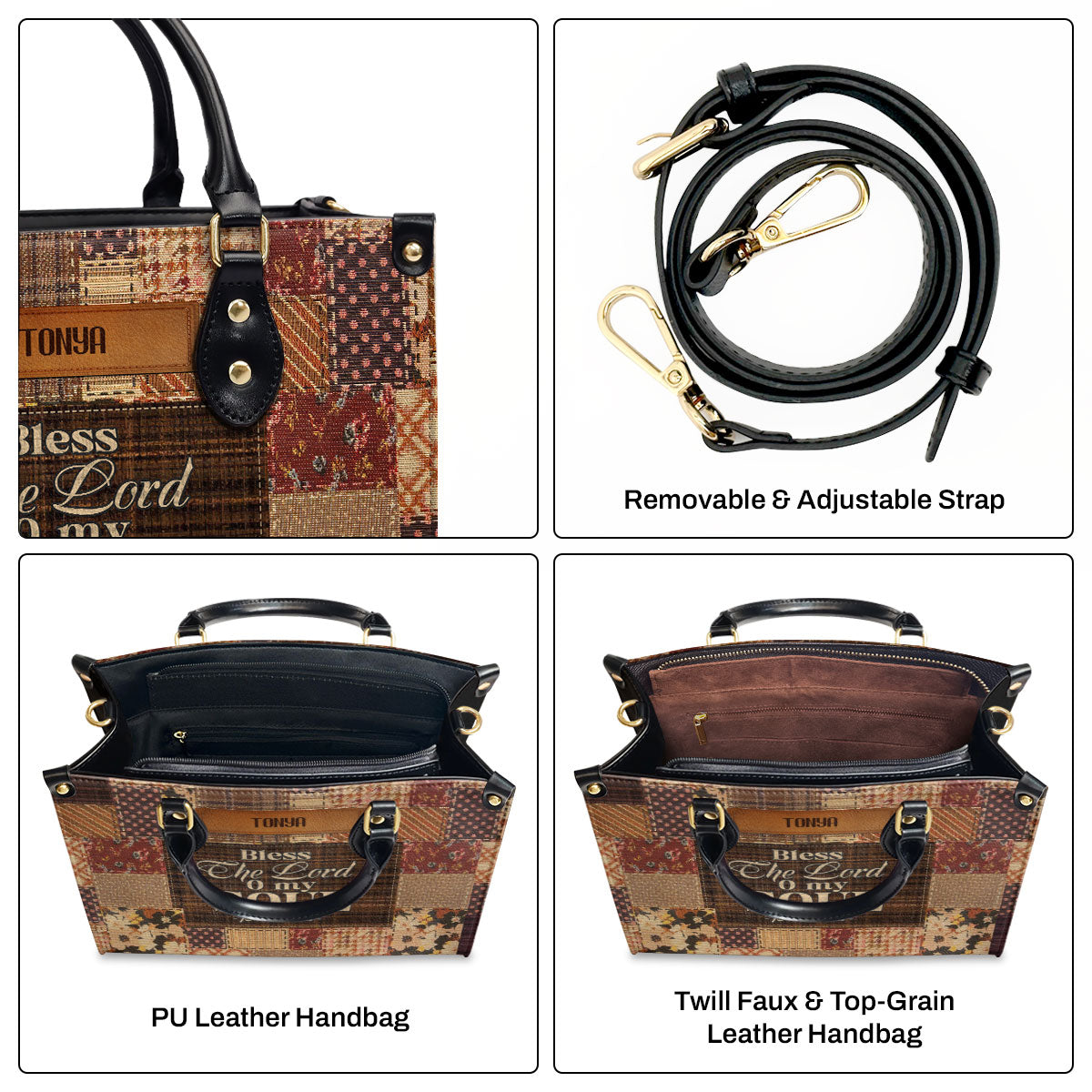 Bless The Lord My Soul - Personalized Leather Handbag GMJSLB200028